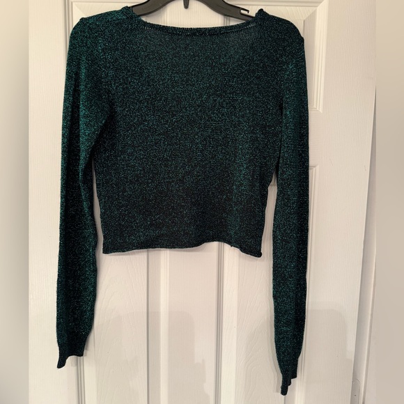 Free People Green EMMALINE METALLIC CARDIGAN IN ALPINE COMBO Women’s Size XS - Picture 3 of 12